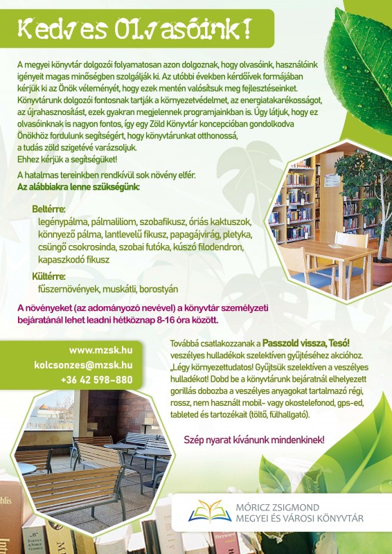 Könyvtár zöldítés_Felhívás_Plakát