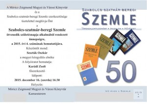  A Szabolcs-szatmár-beregi Szemle ötvenedik születésnapja @ Móricz Zsigmond Megyei és Városi Könyvtár